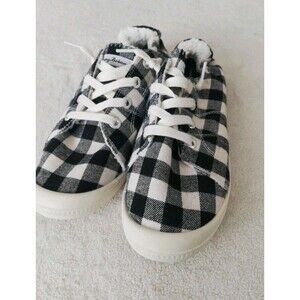 Tommy Bahama Womens Size 7 Canvas Memory Foam Casual Shoe Black Cream Preloved